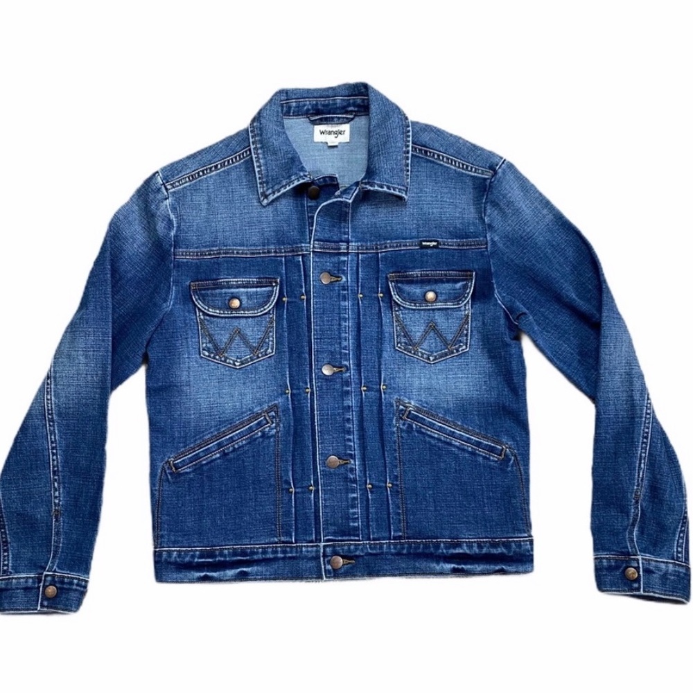 Rare Pleated Wrangler Denim Jean Jacket